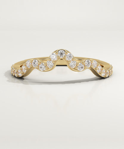 0.58 TCW Round Lab-Grown Diamond Curved Wedding Band