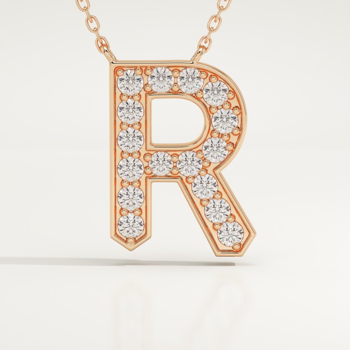 0.348 TCW Round Lab-Grown Diamond R Initial Necklace