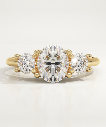 1.91 CT Oval Cut Moissanite Three Stone Engagement Ring (US Size 11 Ready To Ship)