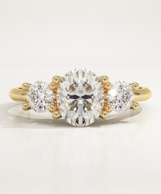 1.91 CT Oval Cut Moissanite Three Stone Engagement Ring (US Size 11 Ready To Ship)