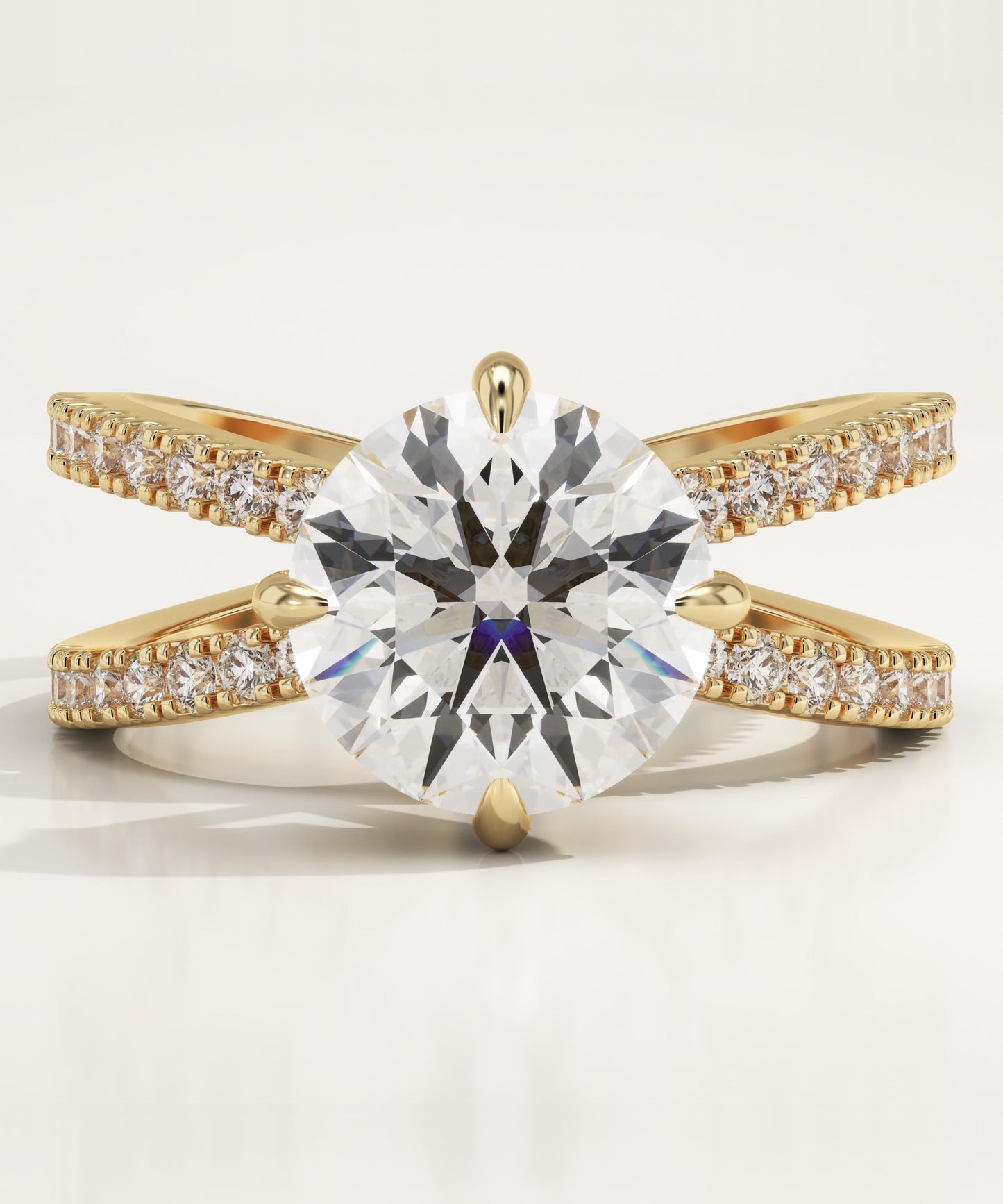 Round Cut Hidden Halo & Criss Cross Pave Lab-Grown Diamond Engagement Ring