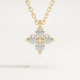 0.16 TCW Round Lab-Grown Diamond Flower Charm Necklace