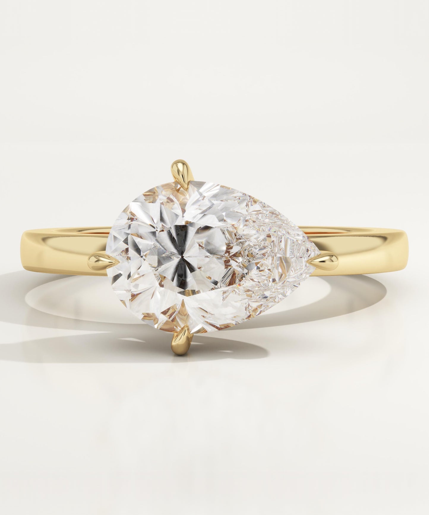 East West Pear Cut Hidden Halo Lab-Grown Diamond Engagement Ring