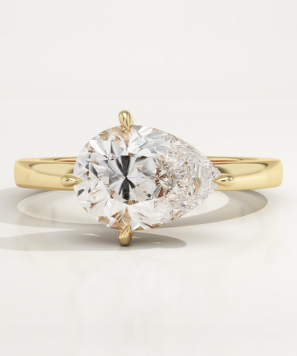 East West Pear Cut Hidden Halo Lab-Grown Diamond Engagement Ring