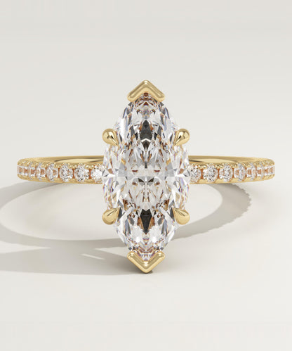 Marquise Cut Pave Lab-Grown Diamond Engagement Ring