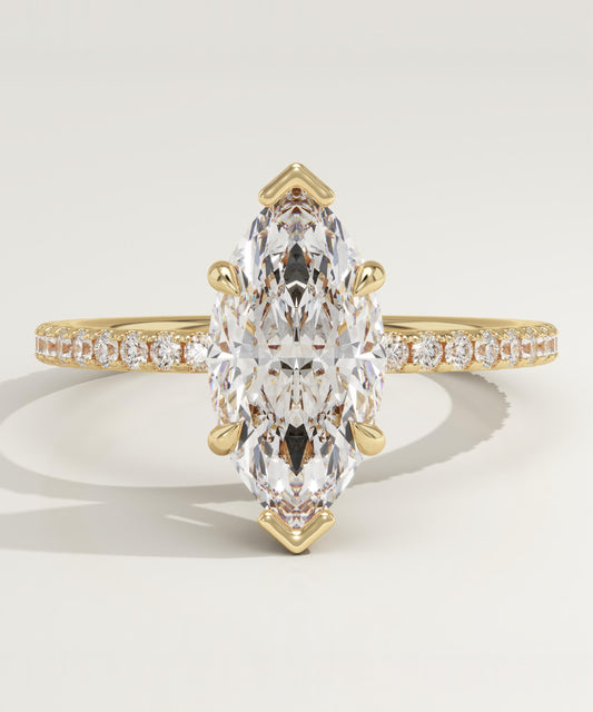 Marquise Cut Pave Lab-Grown Diamond Engagement Ring