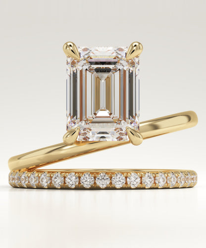 Emerald Cut Pave Lab-Grown Diamond Engagement Ring