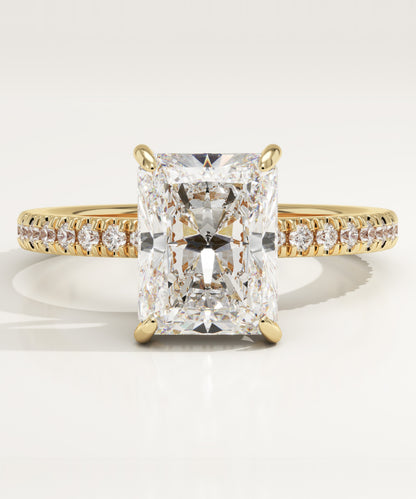 Radiant Cut Hidden Halo & Pave Lab-Grown Diamond Engagement Ring