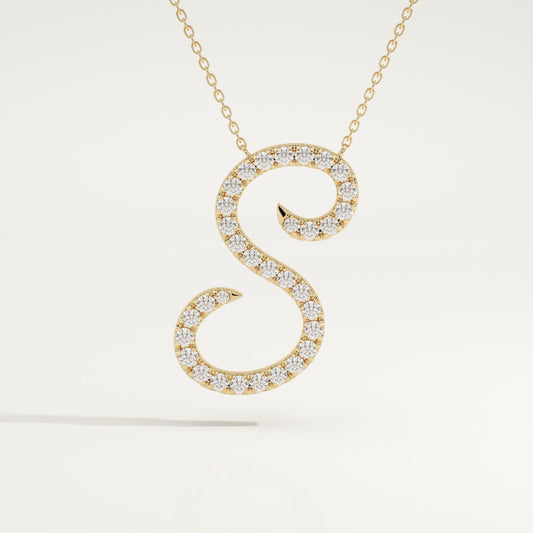 0.585 TCW Round Lab-Grown Diamond S Initial Necklace