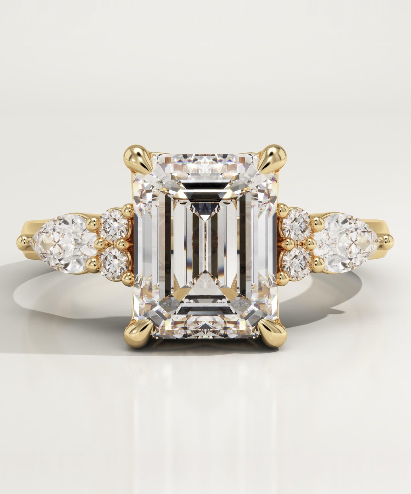 Emerald Cut Cluster Lab-Grown Diamond Engagement Ring