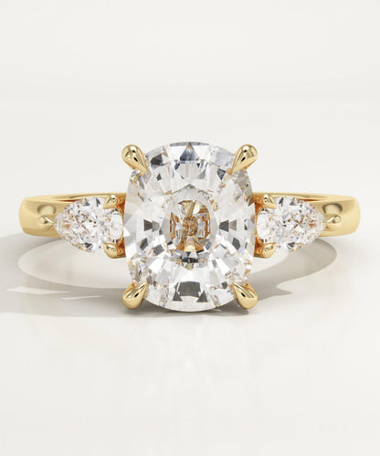 Elongated Cushion Cut Three stone Lab-Grown Diamond Engagement Ring