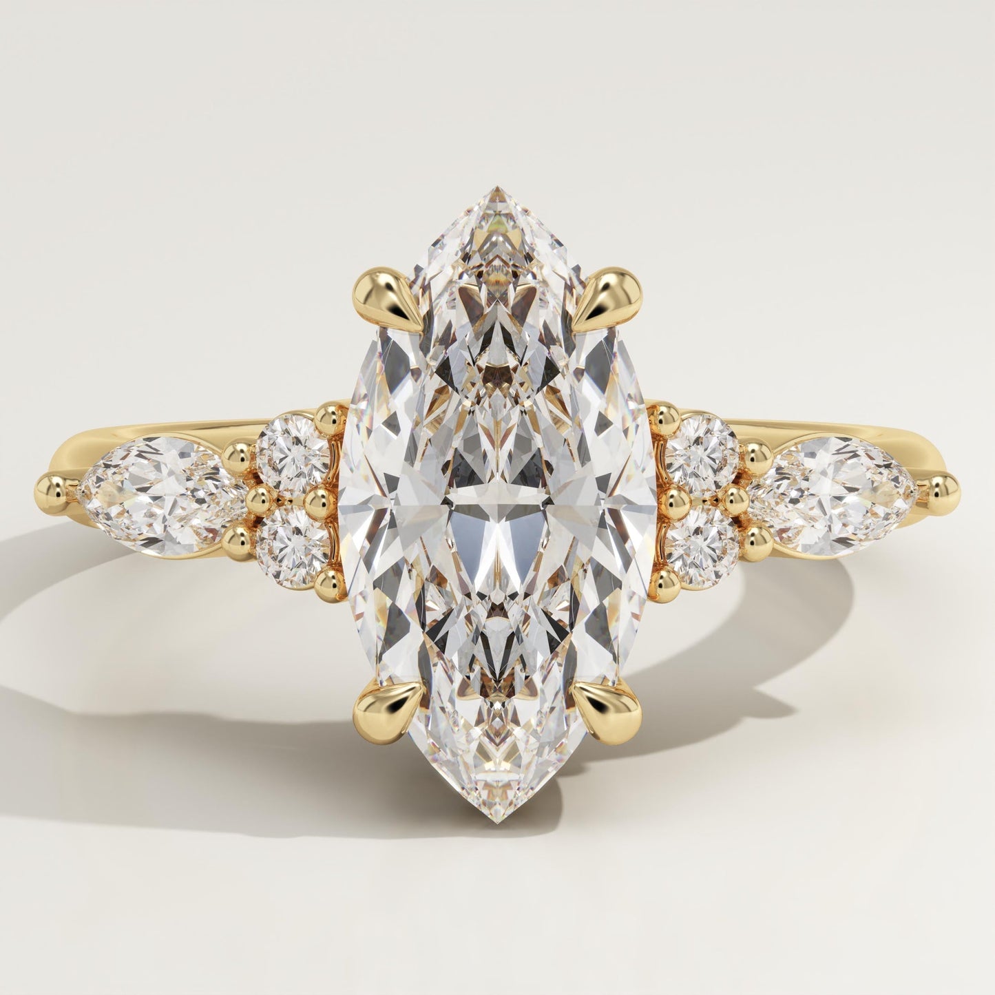 Marquise Cut Cluster Lab-Grown Diamond Engagement Ring