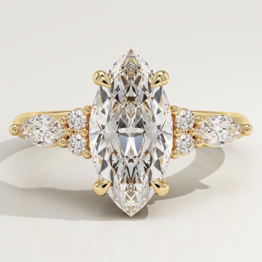 Marquise Cut Cluster Lab-Grown Diamond Engagement Ring