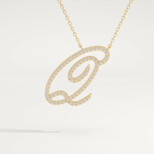 0.187 TCW Round Lab-Grown Diamond Q Initial Necklace
