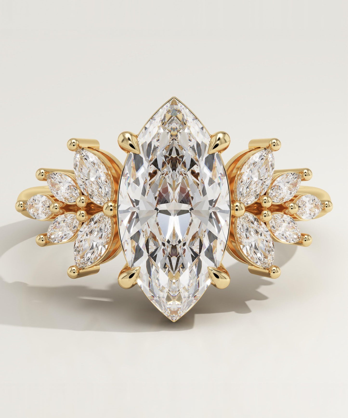 Marquise Cut Cluster Lab-Grown Diamond Engagement Ring