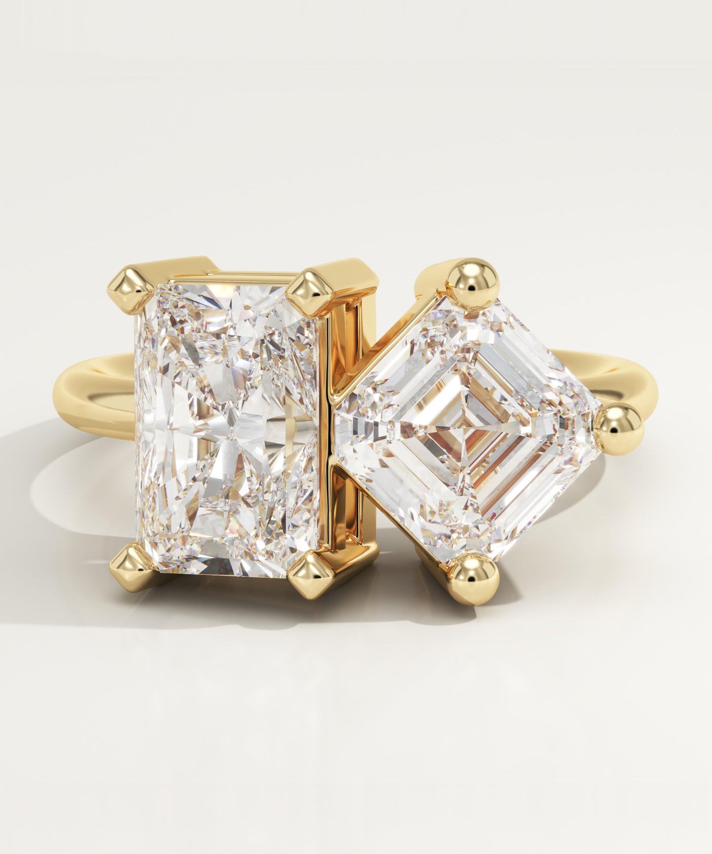 4.75 TCW Radiant & Asscher Cut Toi Et Moi Lab-Grown Diamond Engagement Ring