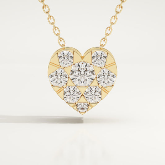 0.475 TCW Round Lab-Grown Diamond Heart Shaped Charm Necklace