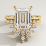 3.17 CT Emerald Cut Solitaire Lab-Grown Diamond Bridal Set