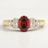 0.17 CT Oval Cut Cluster January-Garnet Birthstone Engagement Ring
