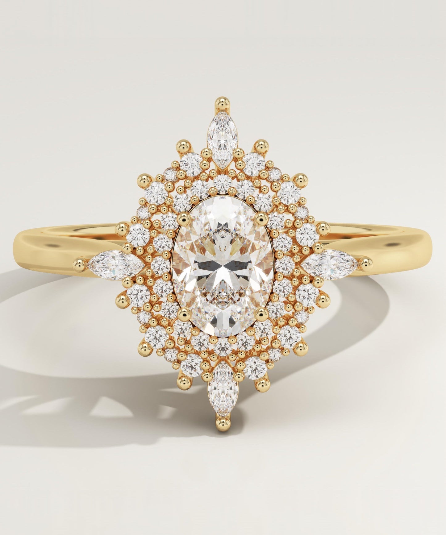 Oval Cut Cluster Lab-Grown Diamond Engagement Ring