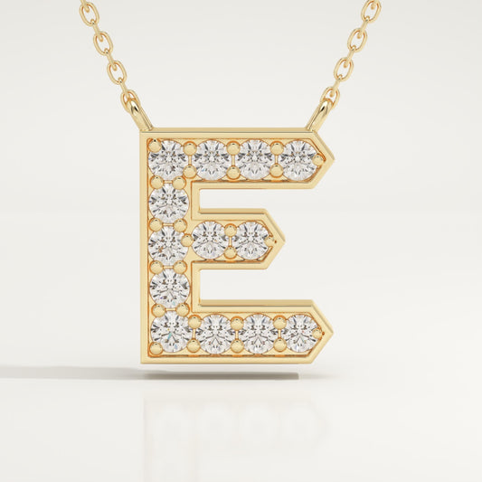 0.385 TCW Round Lab-Grown Diamond E Initial Necklace