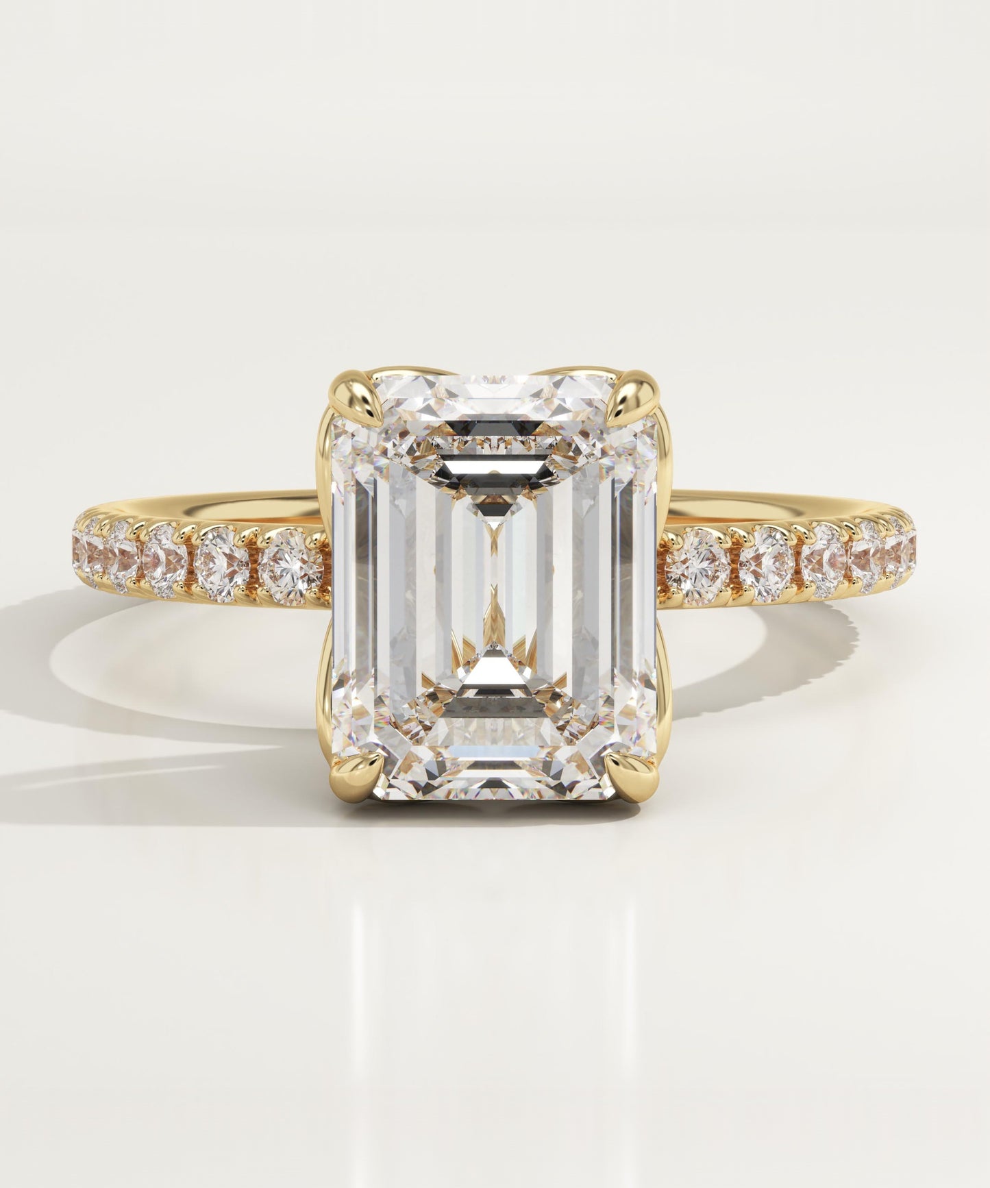 2 CT Emerald Cut Pave Moissanite Engagement Ring