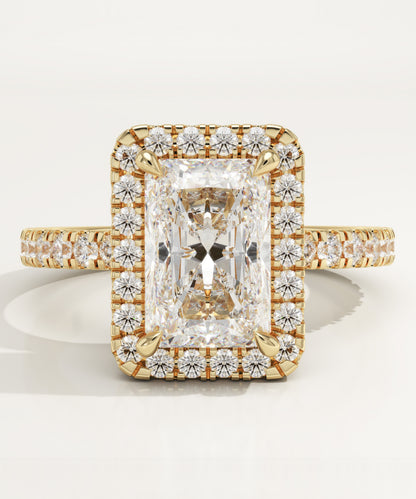 Radiant Cut Halo & Pave Lab-Grown Diamond Engagement Ring