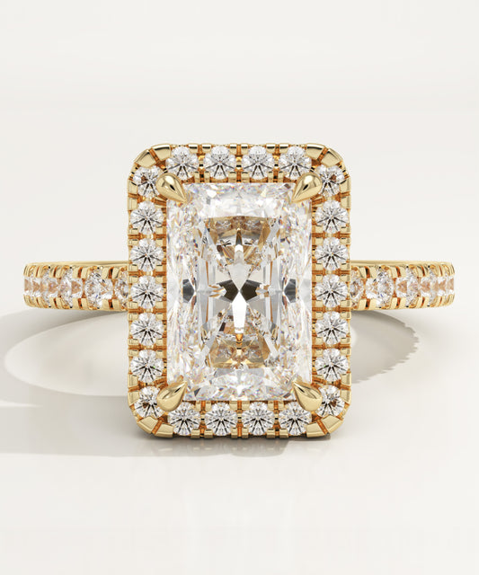 Radiant Cut Halo & Pave Lab-Grown Diamond Engagement Ring