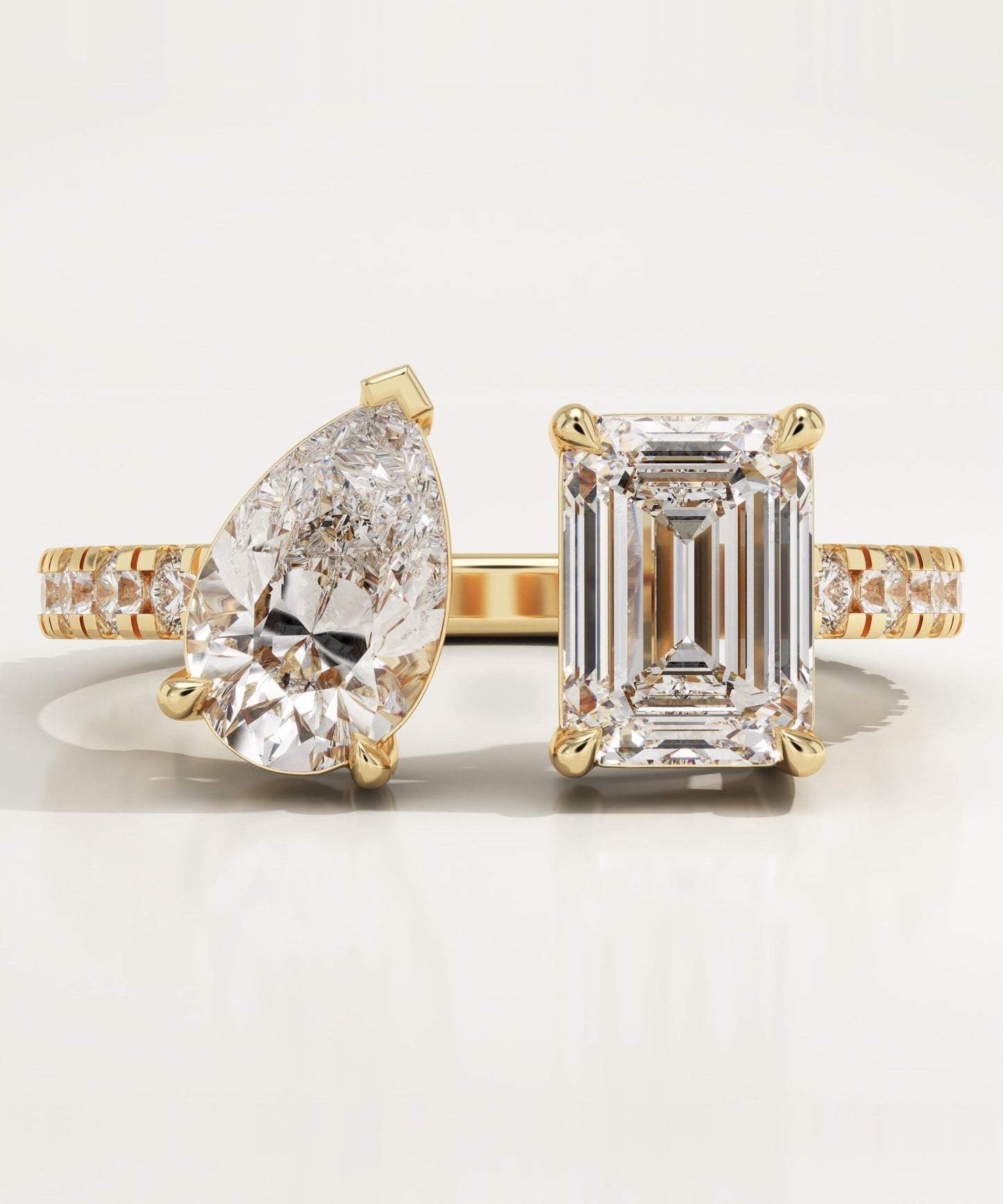 1.75 TCW Pear & Emerald Cut Toi Et Moi Pave Lab-Grown Diamond Engagement Ring