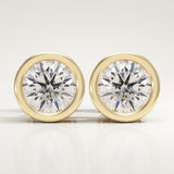 1 TCW Round Bezel Lab-Grown Diamond Stud Earrings