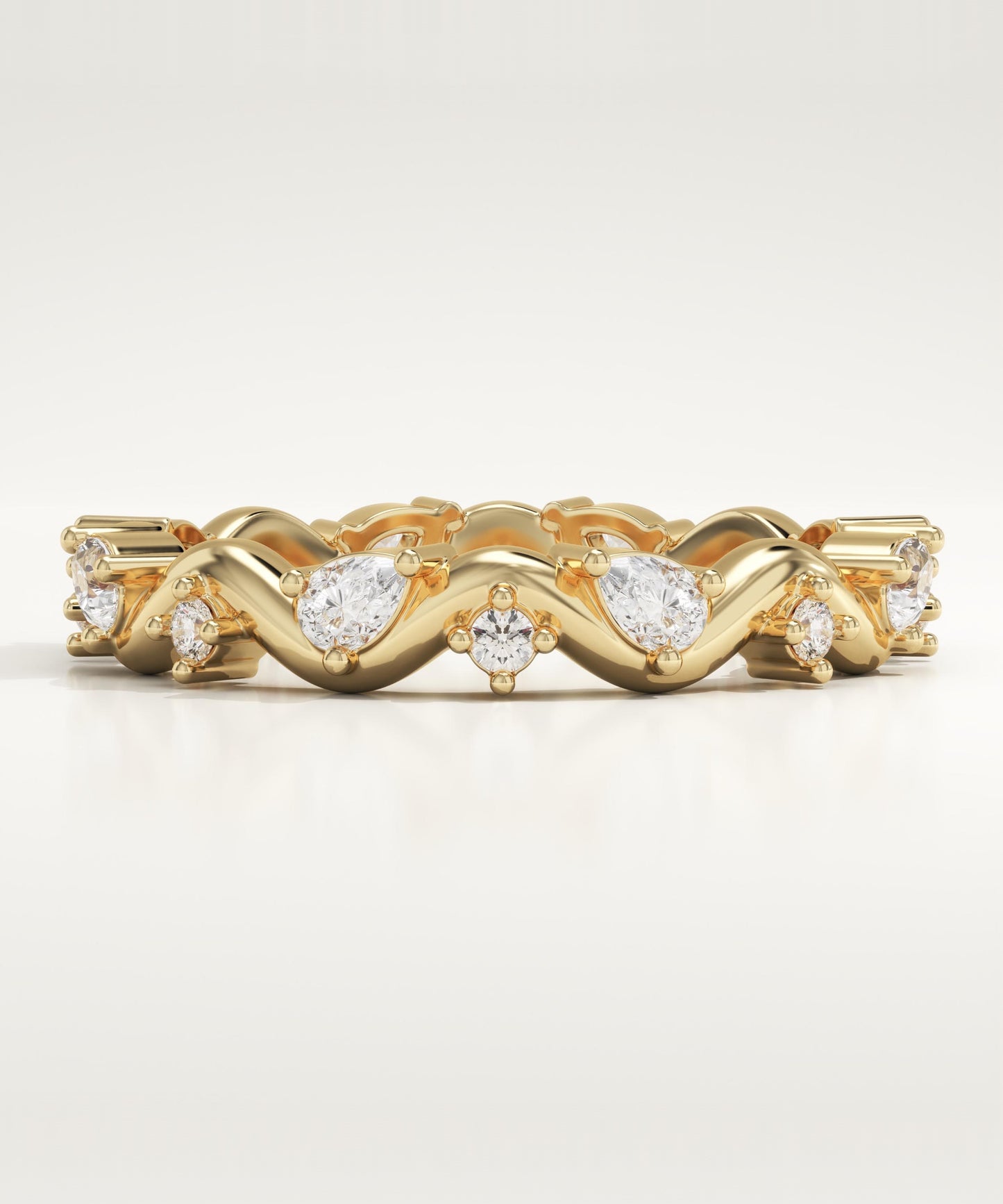 0.56 TCW Round & Pear Lab-Grown Diamond Curved Wedding Band