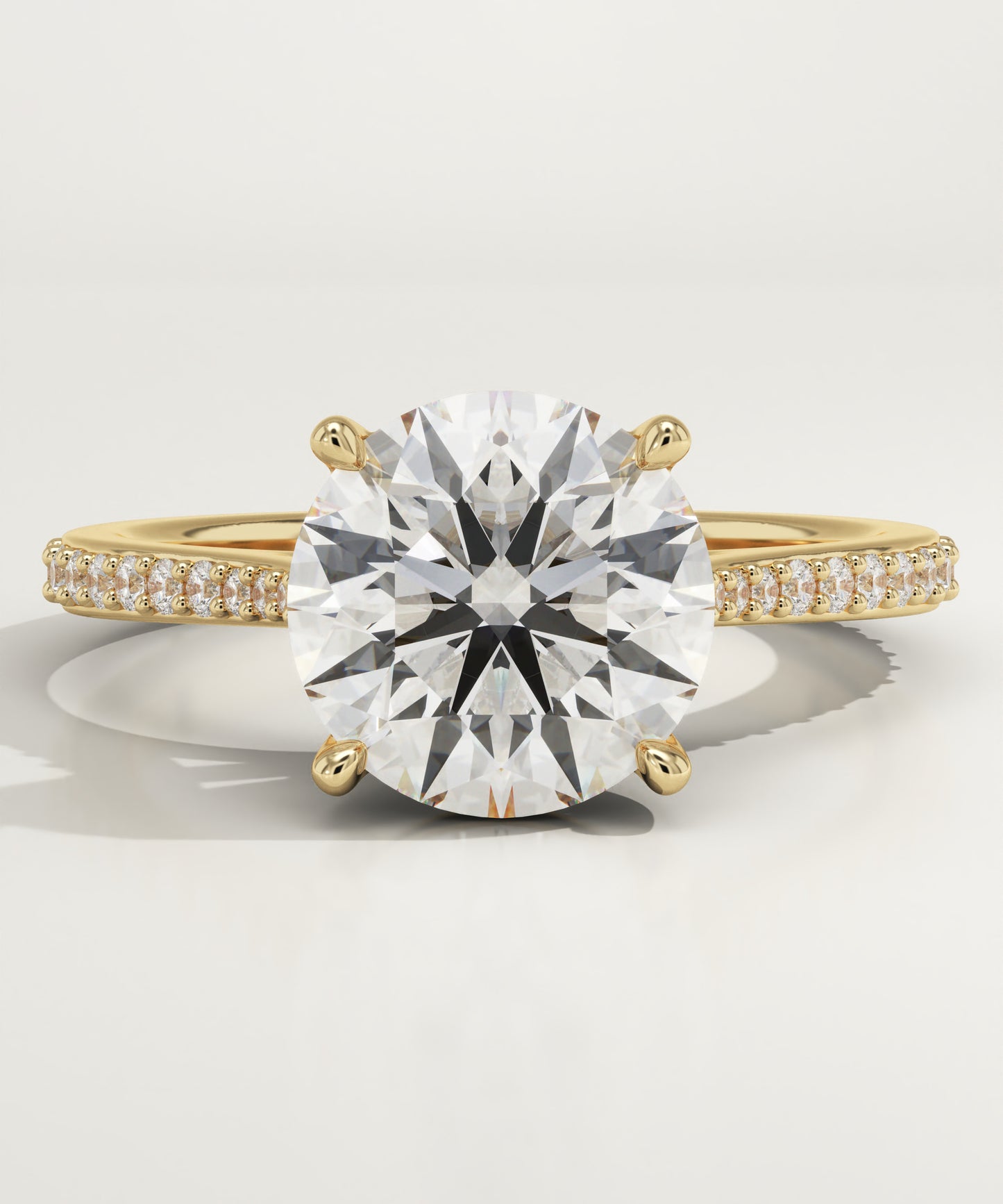 Round Cut Pave Cathedral Lab-Grown Diamond Engagement Ring