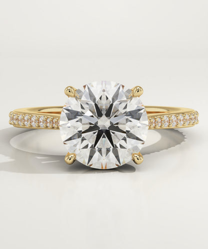 Round Cut Pave Cathedral Lab-Grown Diamond Engagement Ring