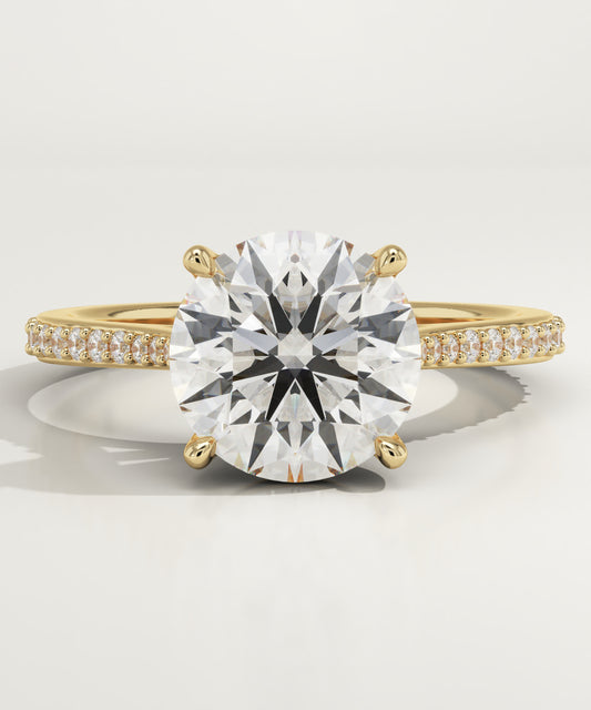 Round Cut Pave Cathedral Lab-Grown Diamond Engagement Ring
