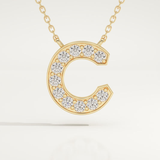 0.24 TCW Round Lab-Grown Diamond C Initial Necklace