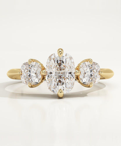 Elongated Cushion Cut Three Stone Lab-Grown Diamond Engagement Ring