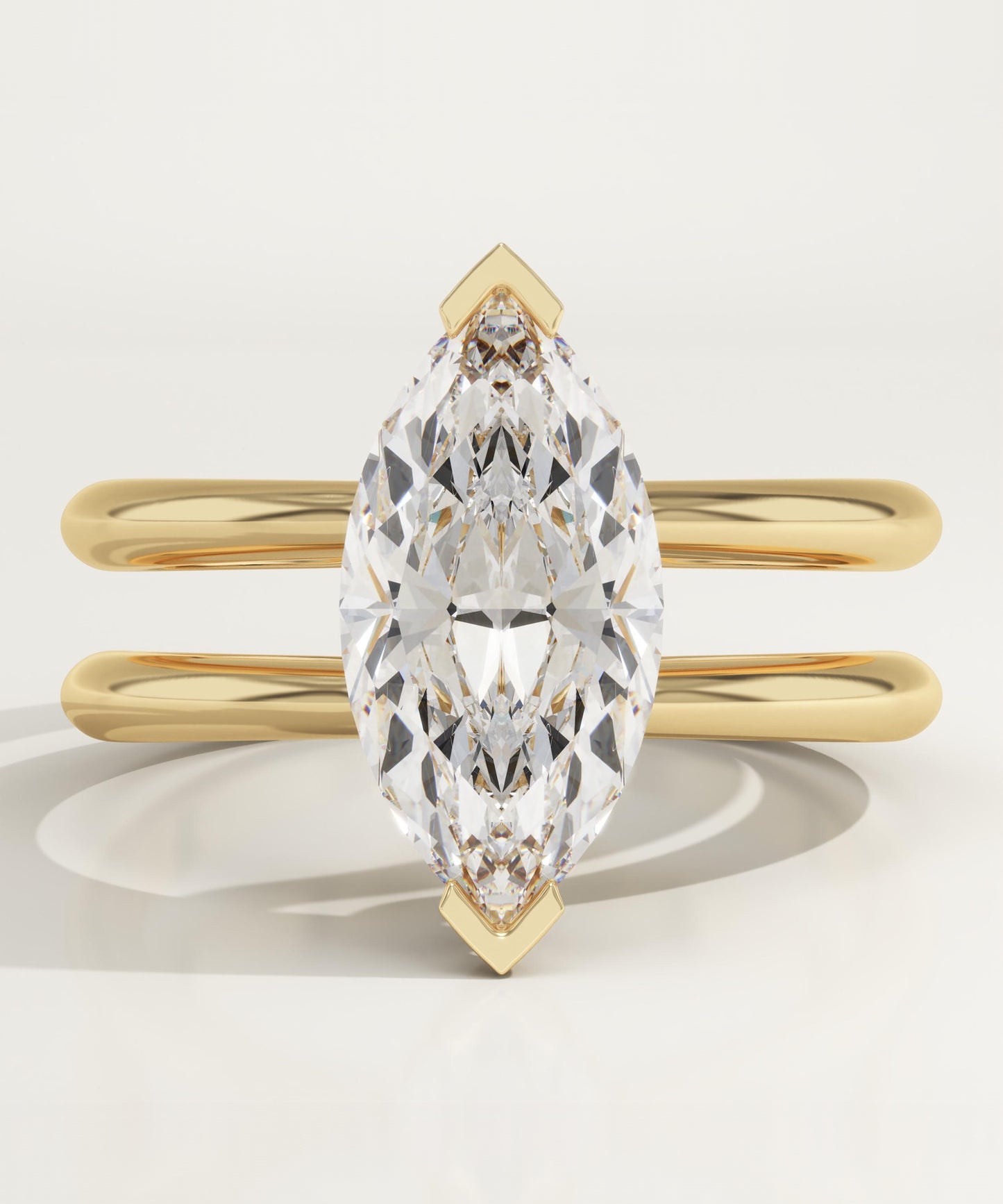 1.75 CT Marquise Cut Double Shank Moissanite Engagement Ring