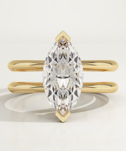 1.75 CT Marquise Cut Double Shank Moissanite Engagement Ring