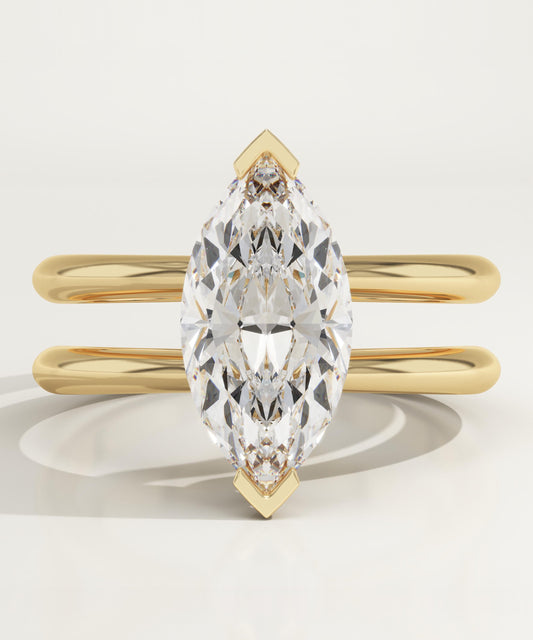 1.75 CT Marquise Cut Double Shank Moissanite Engagement Ring