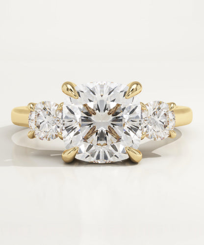 Cushion Cut Three Stone Lab-Grown Diamond Engagement Ring