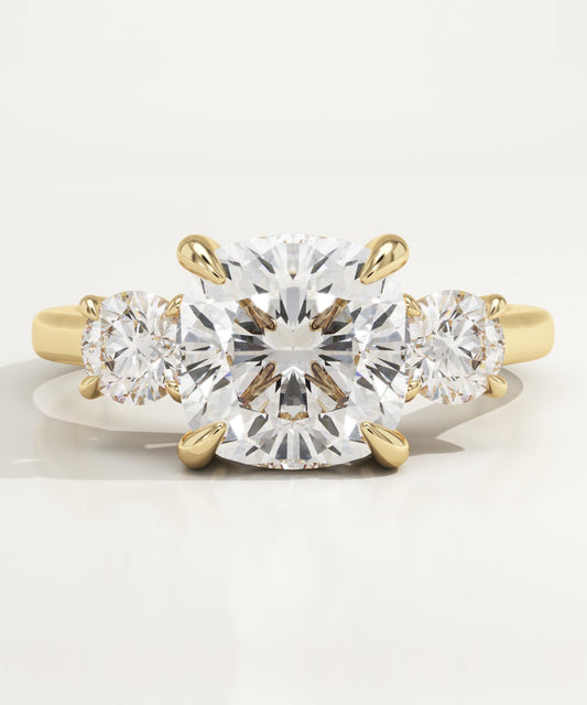 Cushion Cut Three Stone Lab-Grown Diamond Engagement Ring