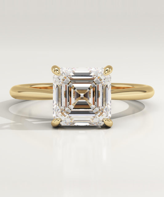 Asscher Cut Solitaire Cathedral Lab-Grown Diamond Engagement Ring