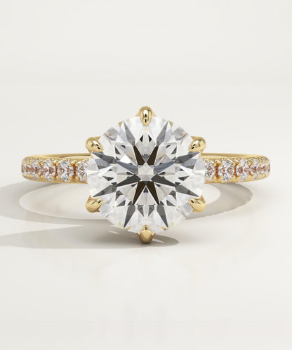 Round Cut Pave Lab-Grown Diamond Engagement Ring