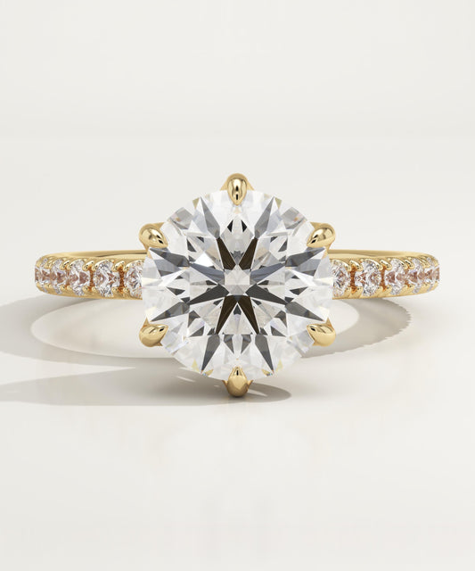 Round Cut Pave Lab-Grown Diamond Engagement Ring