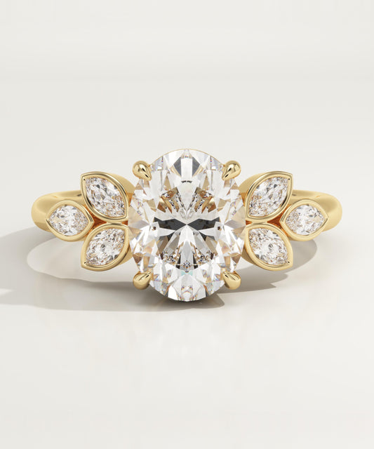 1.75 CT Oval Cut Cluster Moissanite Engagement Ring