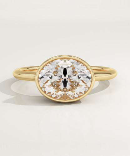 1.75 CT East West Oval Cut Solitaire Bezel Moissanite Engagement Ring
