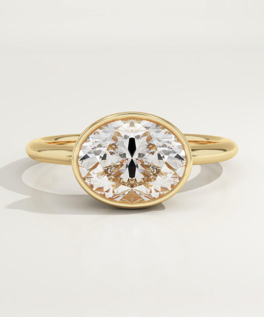 1.75 CT East West Oval Cut Solitaire Bezel Moissanite Engagement Ring