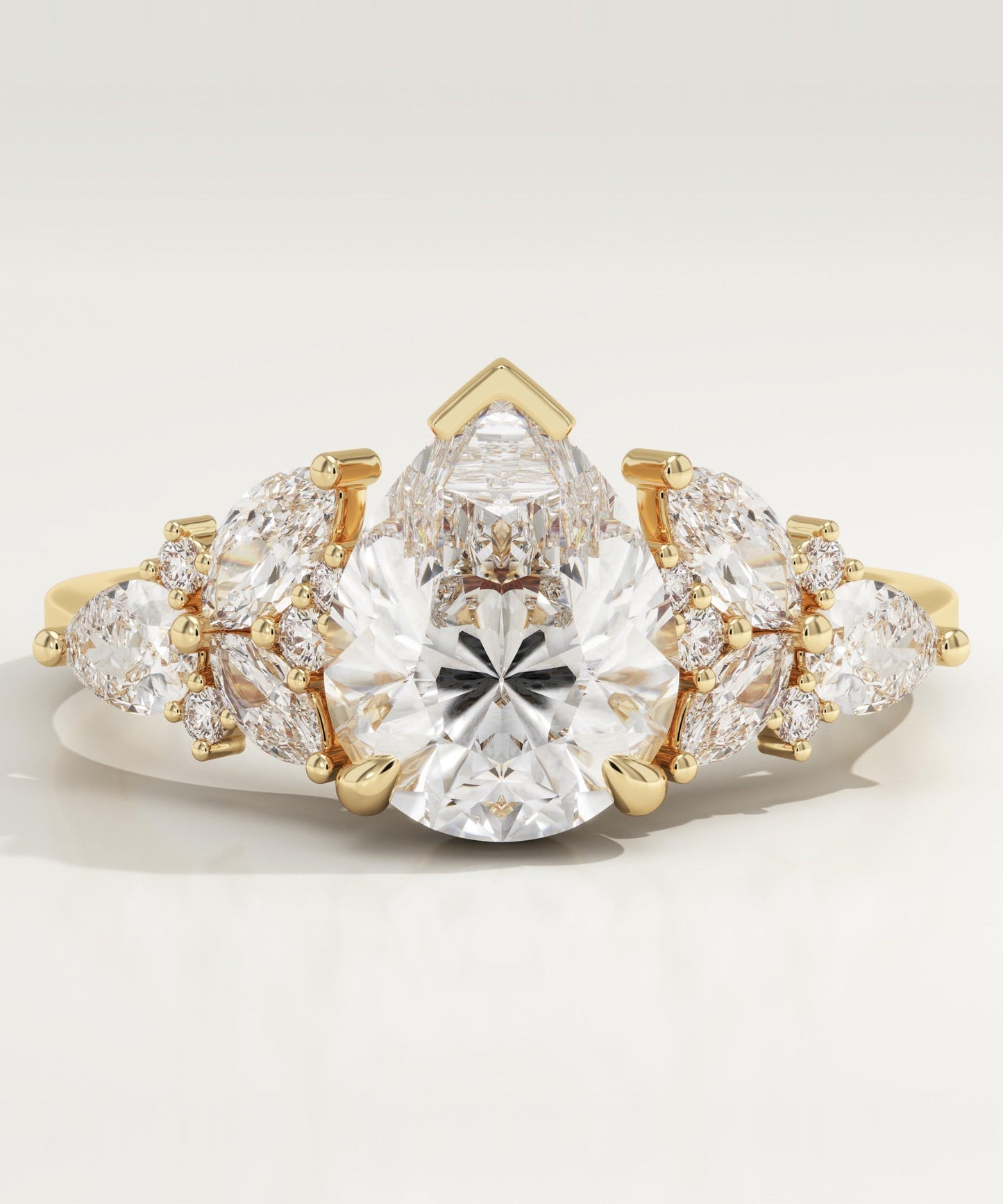 Pear Cut Cluster Lab-Grown Diamond Engagement Ring