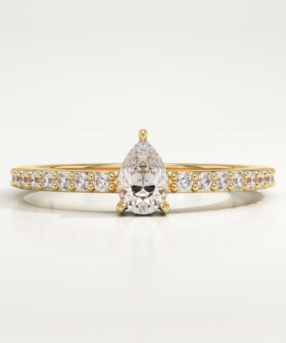 Pear Cut Pave Lab-Grown Diamond Engagement Ring
