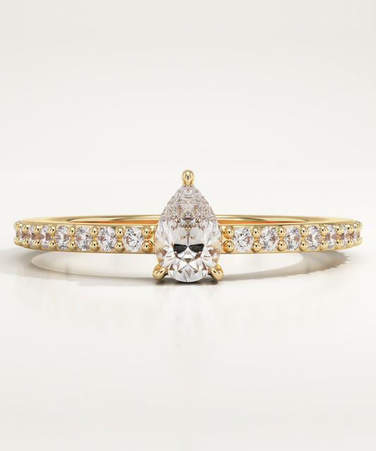 Pear Cut Pave Lab-Grown Diamond Engagement Ring